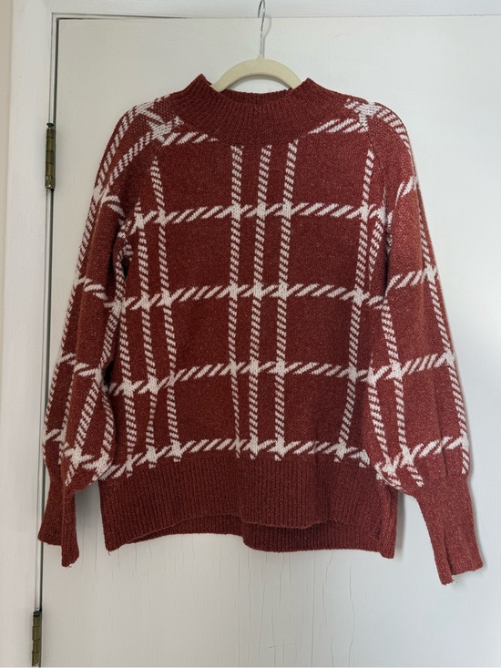 Maurices Sweaters - Maurices Rust Plaid Turtleneck Sweater with White Windowpane